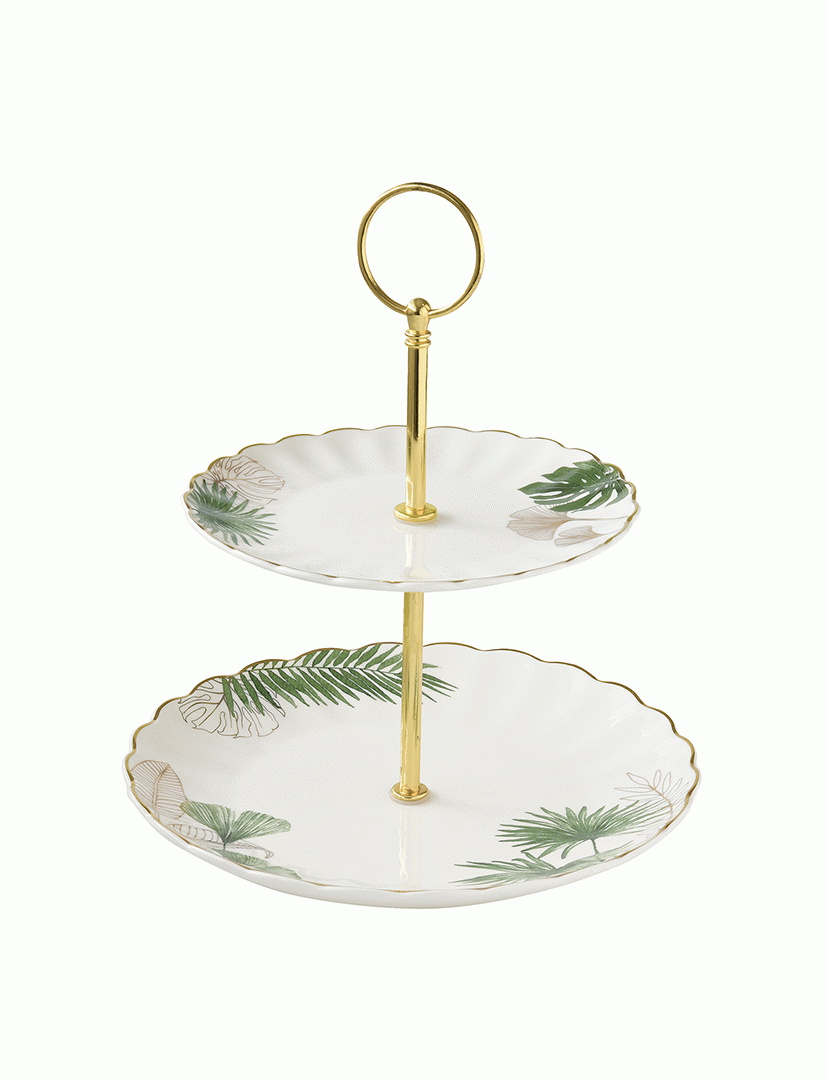 Prato de Bolo 2 Andares 16/21cm Porcelana EXOTIQUE