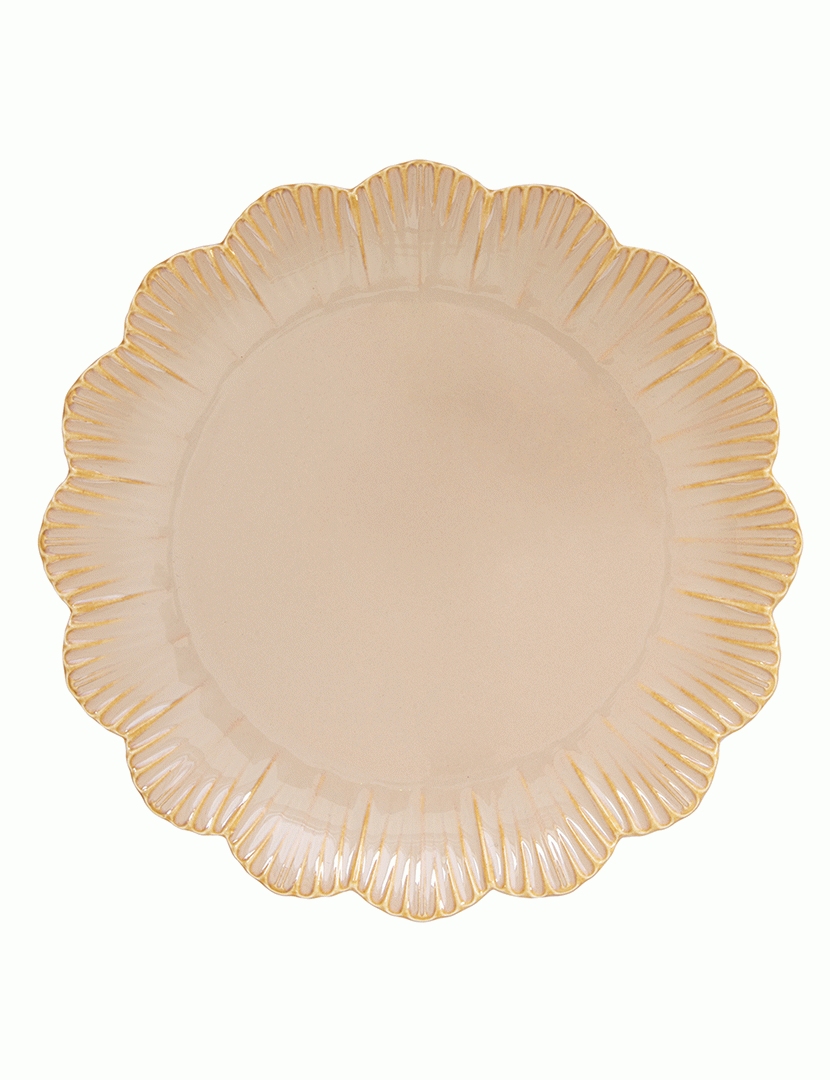 Conjunto de 6 Prato Sobremesa Bege FLEURI