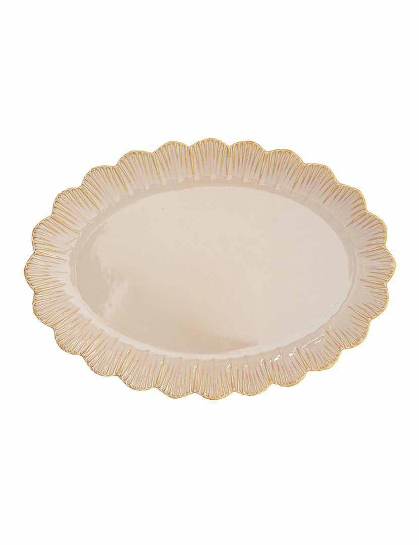 Conjunto de 4 Pratos Ovais Bege FLEURI