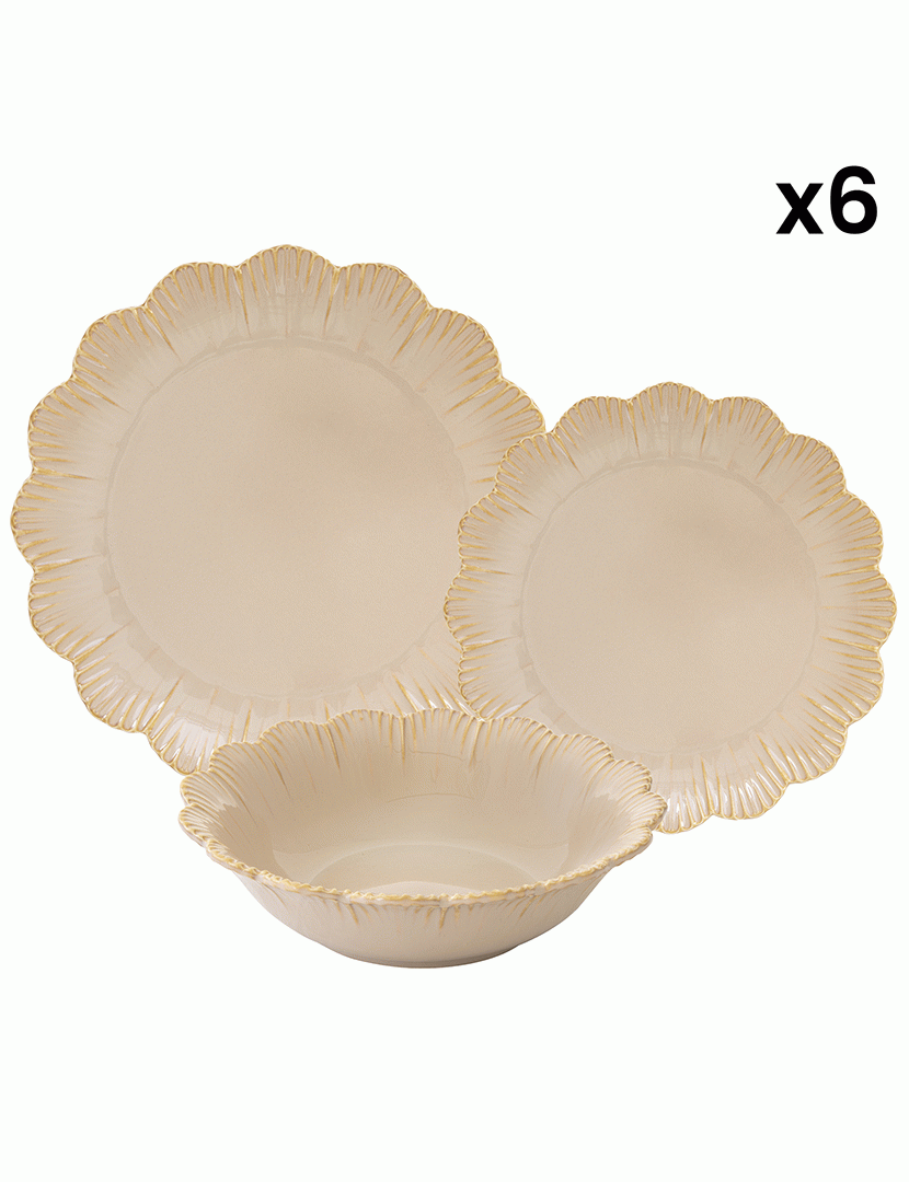 Serviço de Pratos Porcelana com 18 peças FLEURI