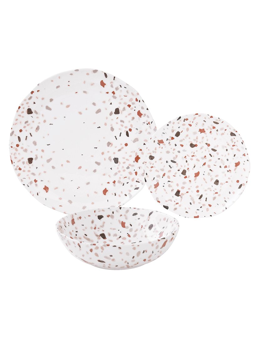 Conjunto de 18 Pratos Porcelana TERRAZZO
