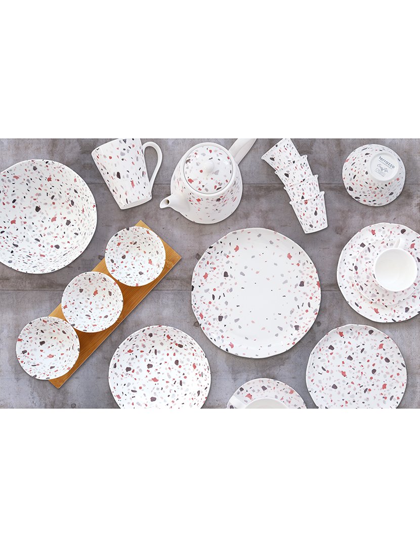 Conjunto de 18 Pratos Porcelana TERRAZZO