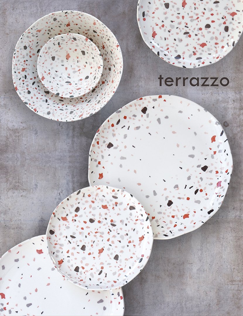 Conjunto de 18 Pratos Porcelana TERRAZZO