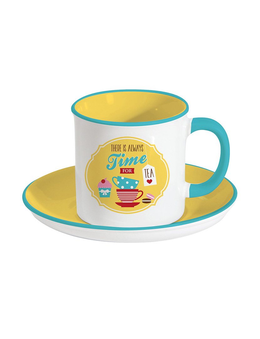 Conjunto Chá + Pires RETRO BREAK TEA Amarelo