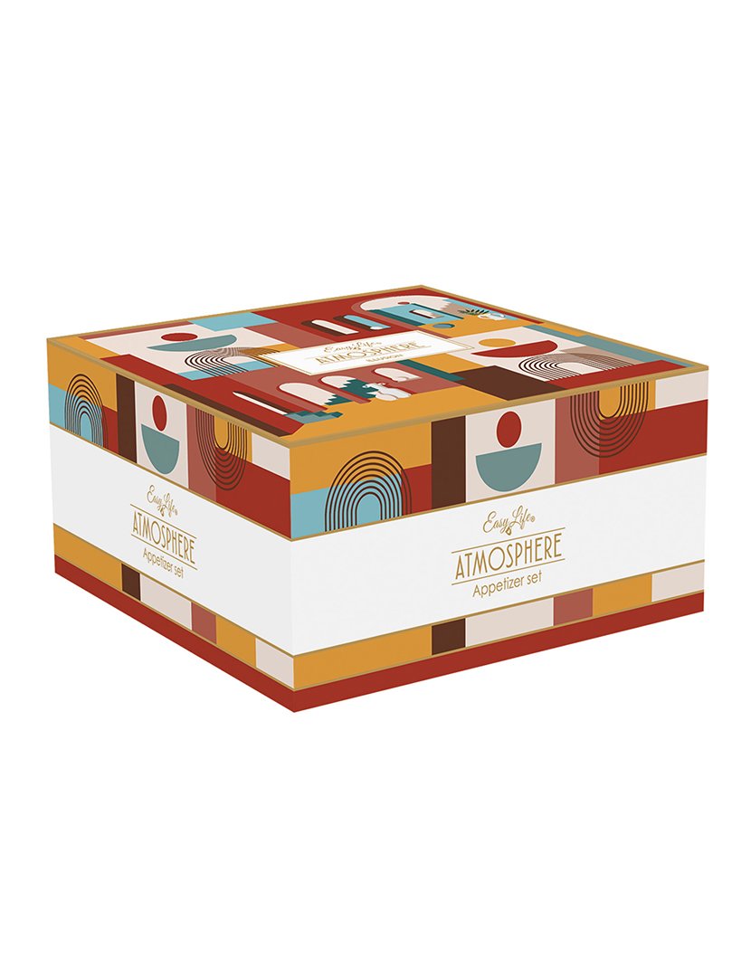 Conjunto Servir Redondo Bambu com 3 Tigelas Porcelana ILLUSION