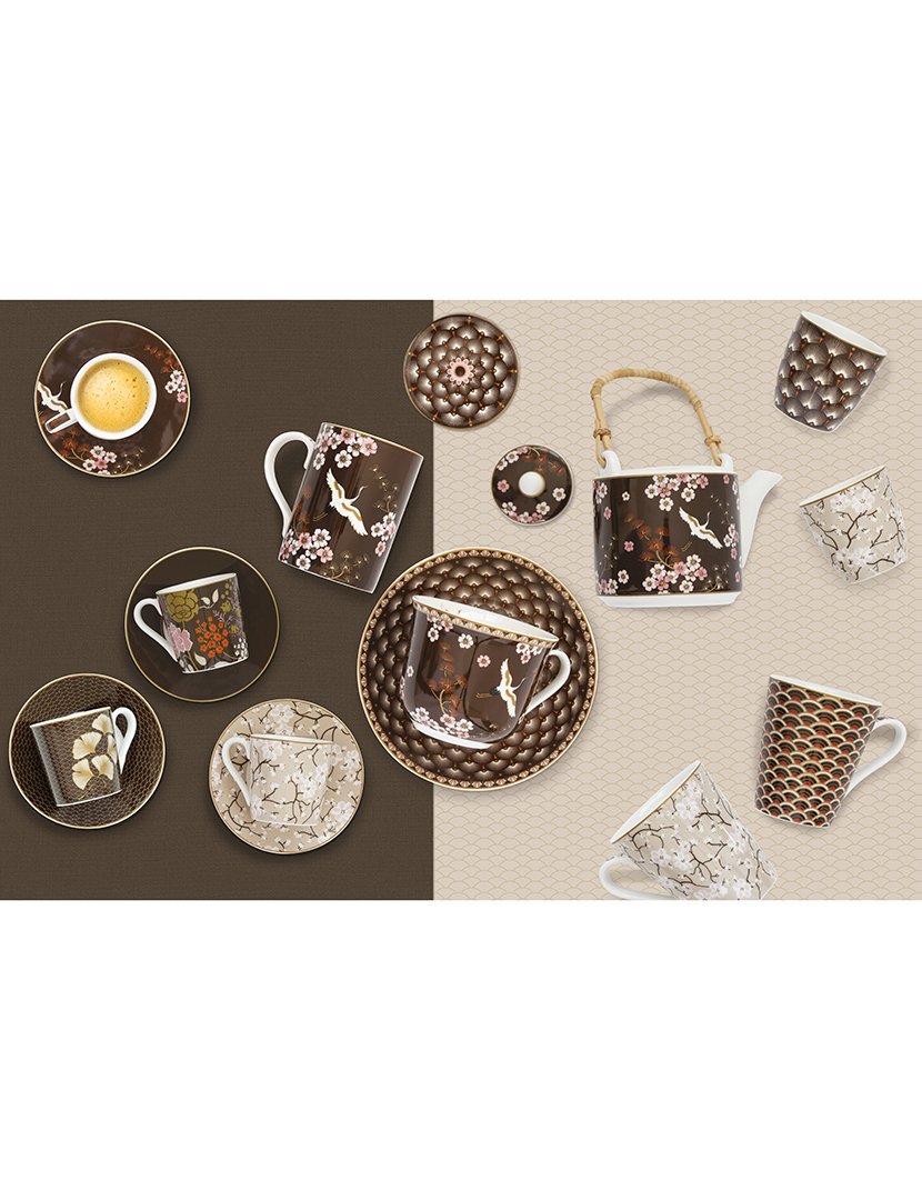 Conjunto Servir Bambu com 3 Tigelas Porcelana ORIENTAL