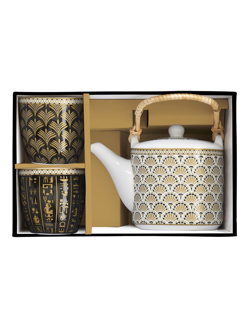 Bule 600ml Porcelana 600ml com infusor metálico + 2 Chávenas 160ml EGYPTOLOGY