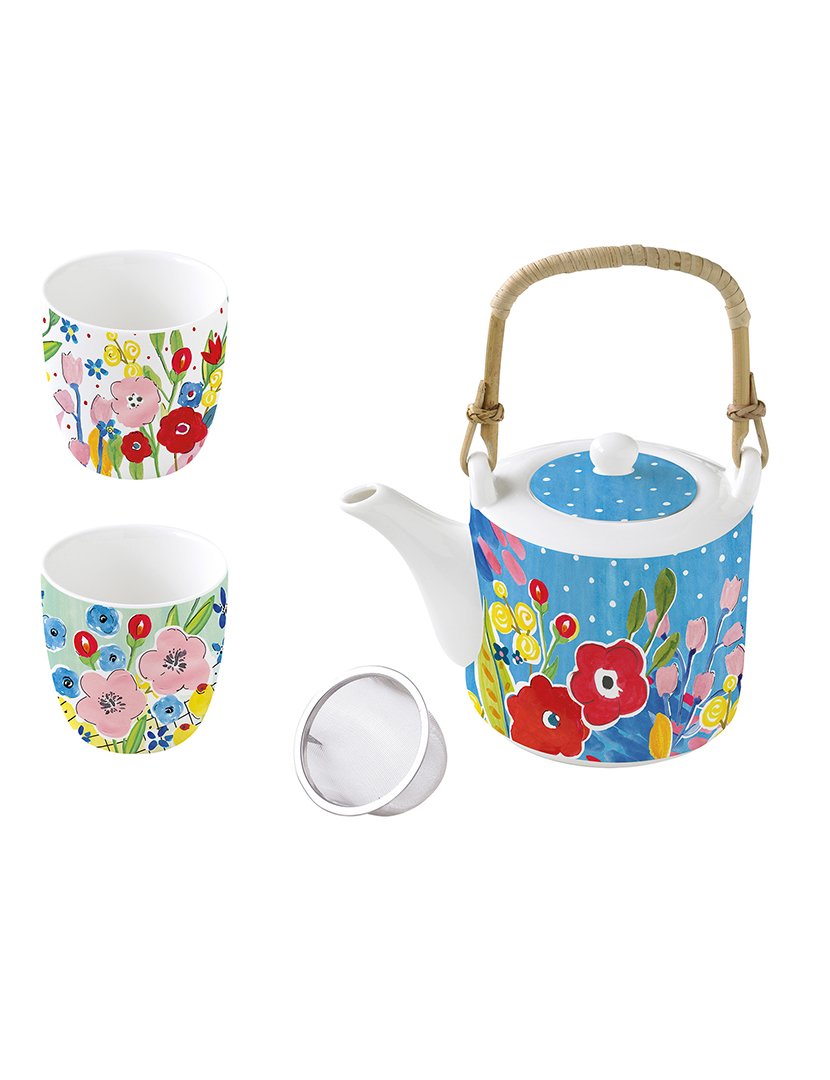 Bule 600ml Porcelana + Infusor de metal + 2 Chávenas 160ml EM PLEIN AIR