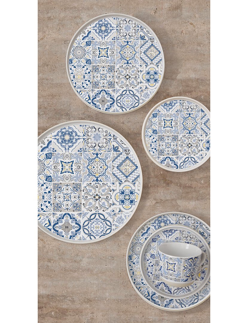 Caneca Chá 250ml + Pires Grés Azul CASA DECOR