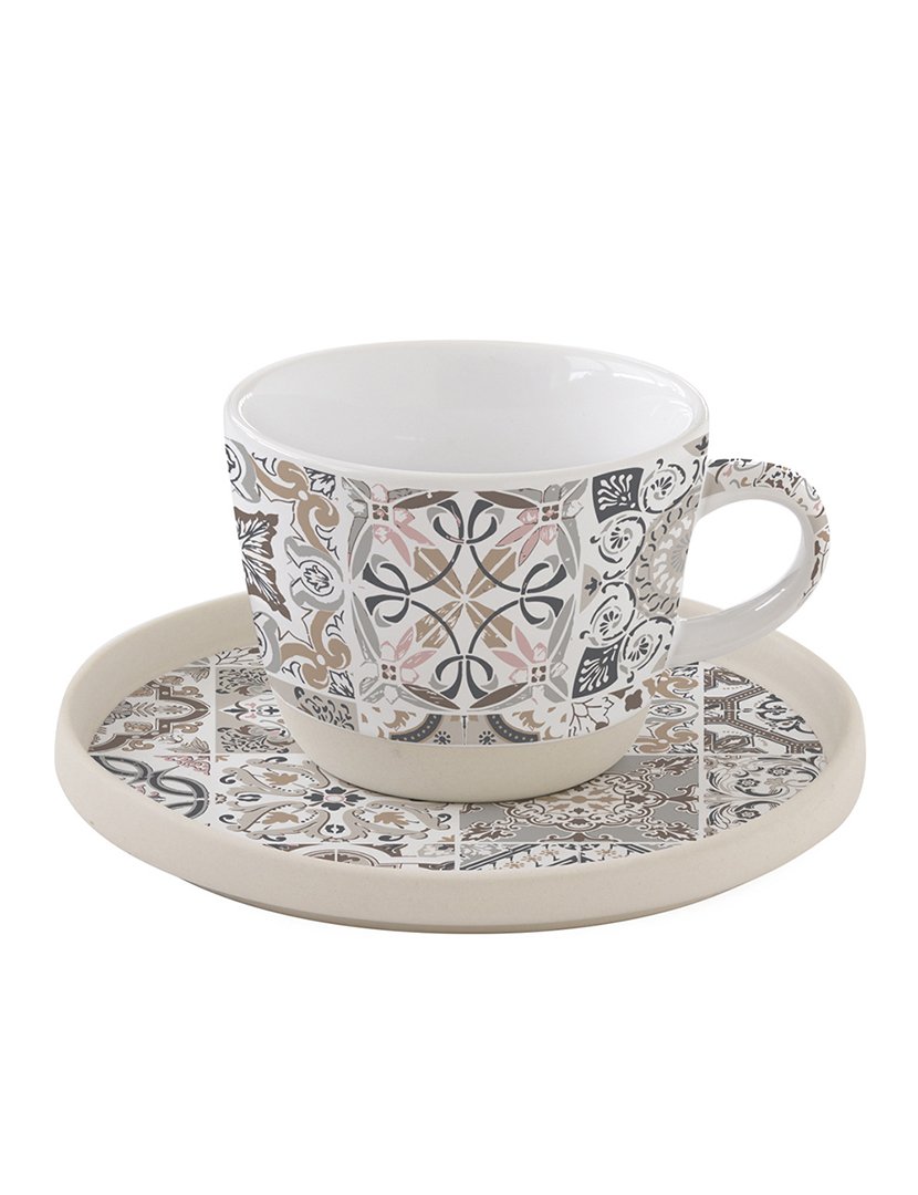 Caneca Chá 250ml + Pires Cinzento CASA DECOR