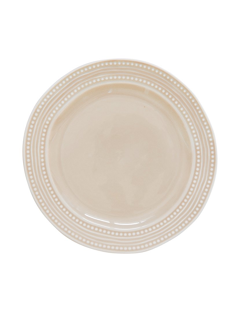 Conjunto de 6 Pratos Jantar Porcelana Bege ABITARE