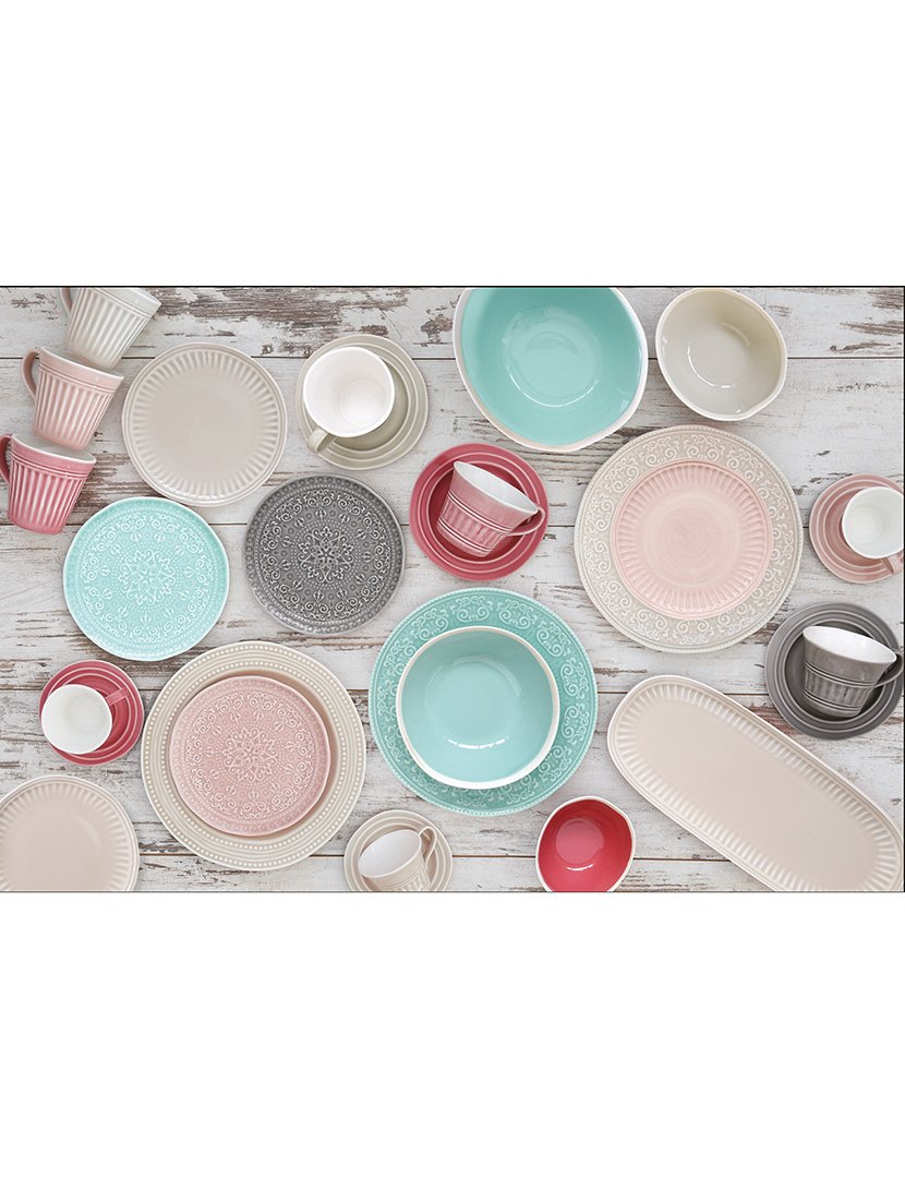 Conjunto de 6 Pratos Jantar Porcelana Bege ABITARE