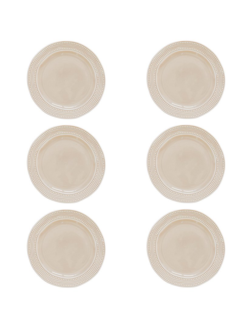 Conjunto de 6 Pratos Jantar Porcelana Bege ABITARE