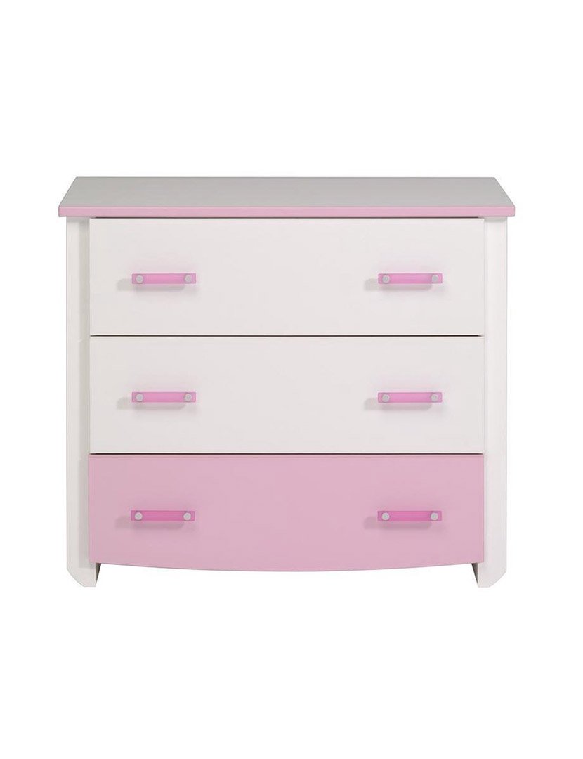 Cómoda Biotiful Branco e Rosa 79x45x45cm