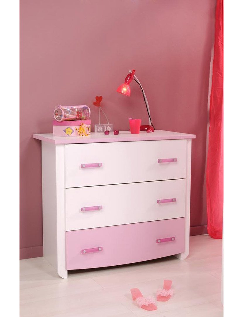 Cómoda Biotiful Branco e Rosa 79x45x45cm