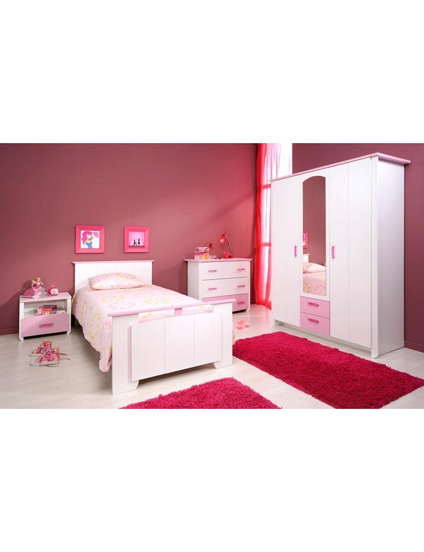 Cómoda Biotiful Branco e Rosa 79x45x45cm