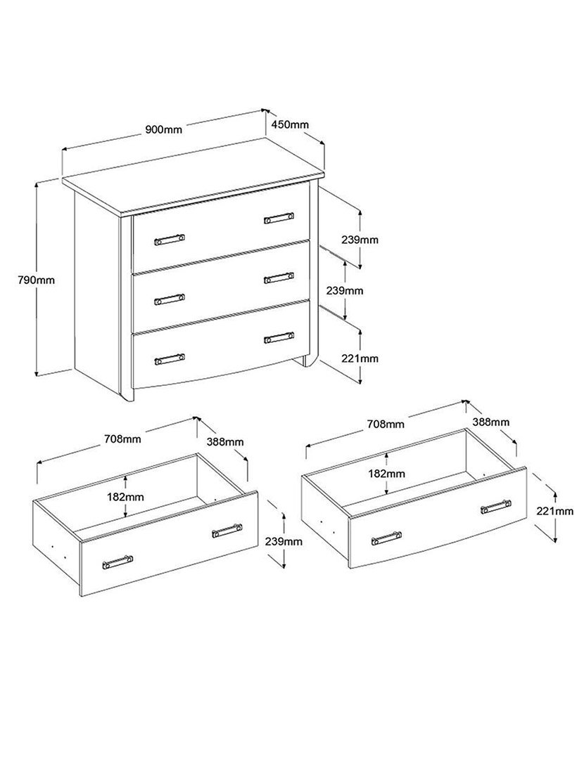 Cómoda Biotiful Branco e Rosa 79x45x45cm