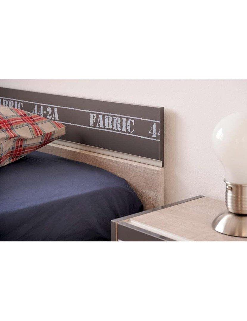 Cama Fabric Carvalho e Cinzento 90x200cm