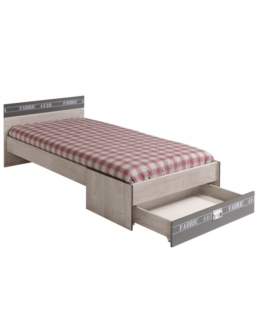 Cama Fabric Carvalho e Cinzento 90x200cm