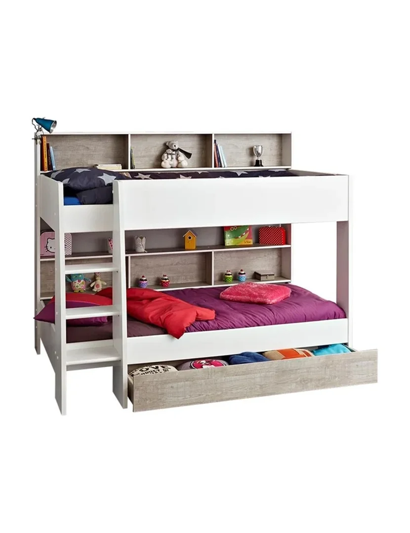 Gaveta de Cama Taylor Branca e Cinza Claro