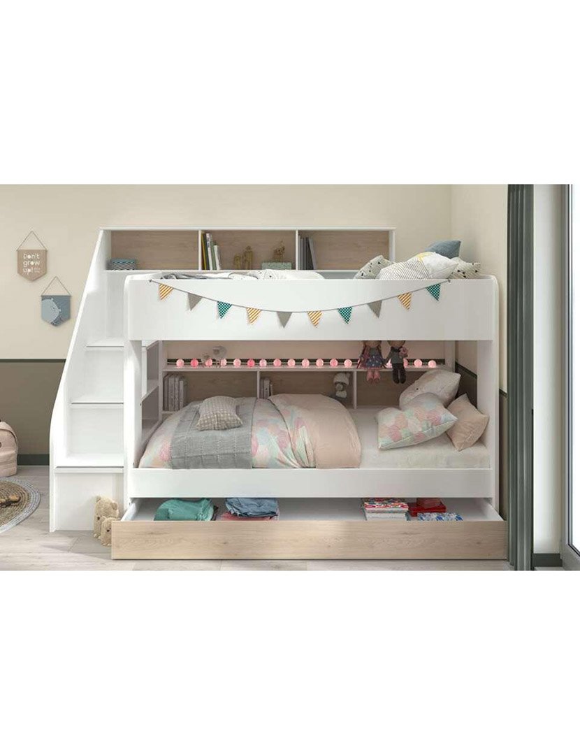 Gaveta para Cama Sam Branco e Carvalho 90x190cm