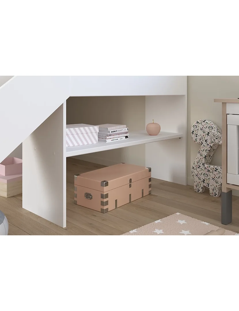 Cama Combinada com Escorrega Tobo Branco e Carvalho 90x200cm