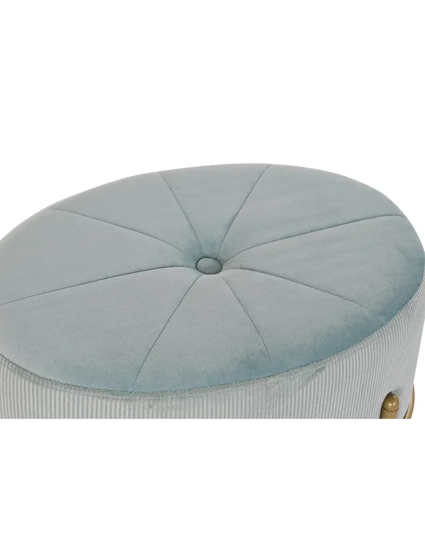 Apoio para os Pés Veludo Azul e Dourado