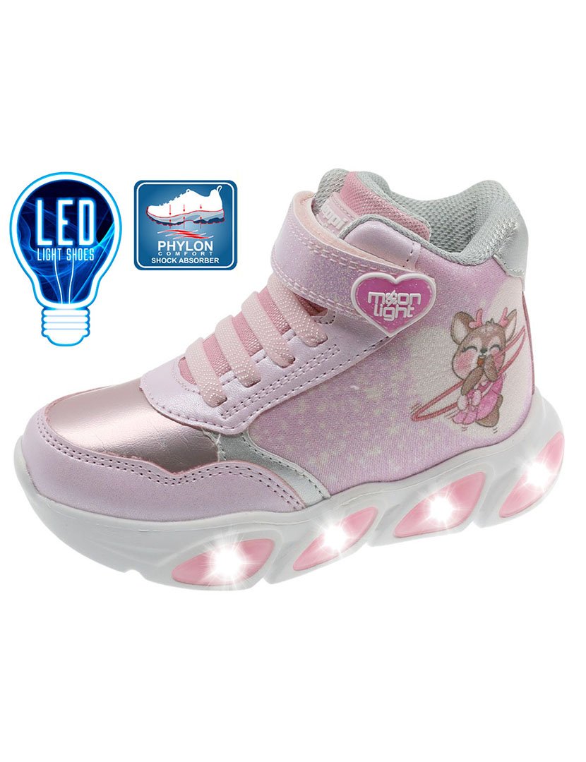 Ténis com Luzes Criança Rosa