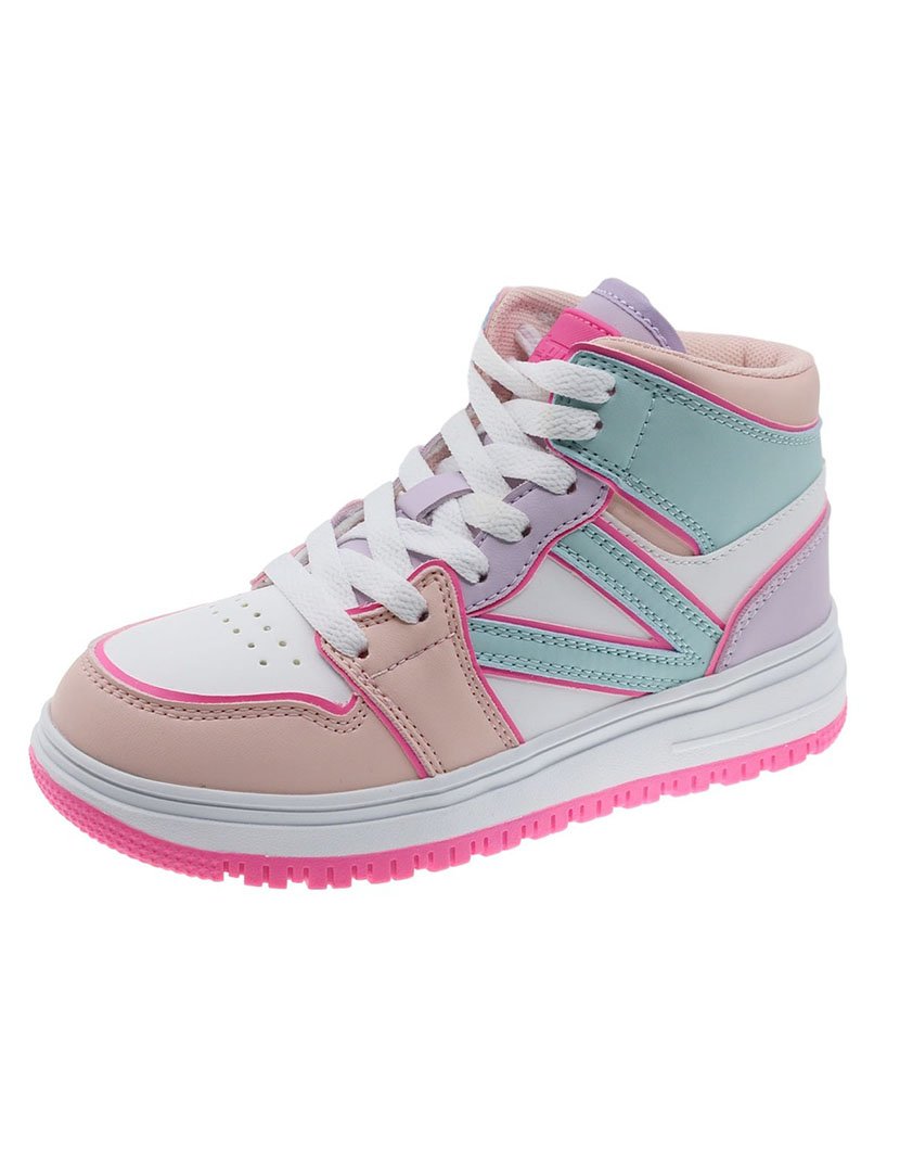 Ténis Juvenil Branco e Rosa