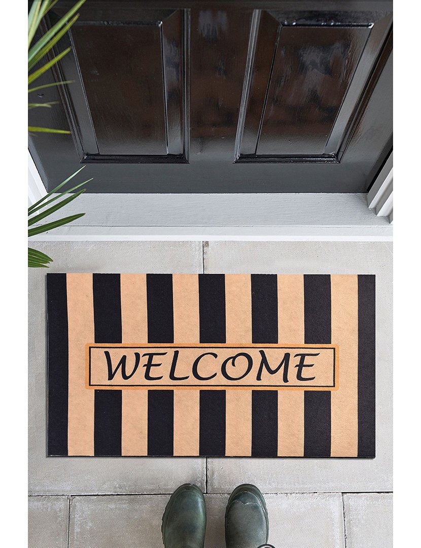 Tapete de Entrada Welcome Castanho e Preto