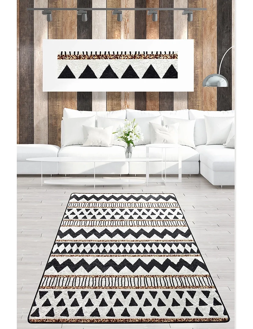 Tapete LINIE 190x140cm Preto e Branco