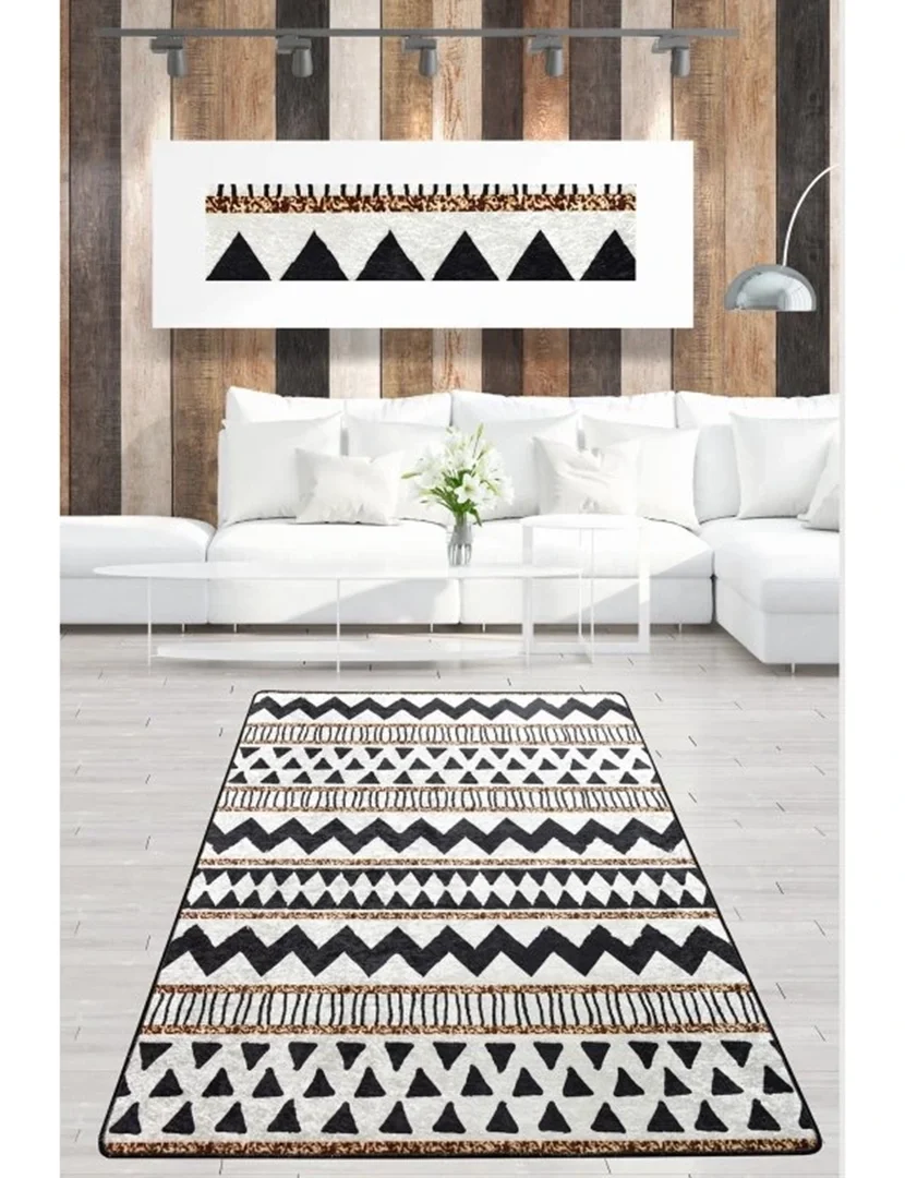 Tapete LINIE 100x200cm Preto e Branco