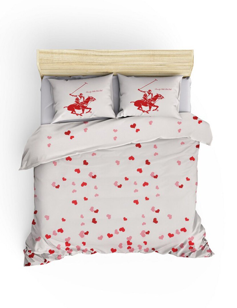 Conjunto de Roupa de Cama Casal 240x220cm com Estampa de Corações