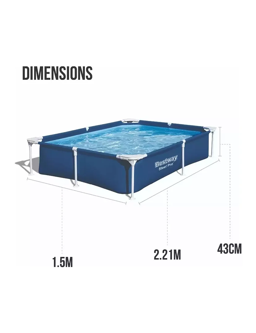 Piscina Tubular Retangular 221x150x43cm Azul