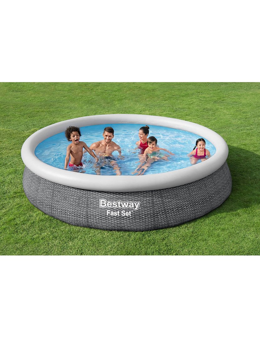 Piscina Insuflável Redonda Rattan 366x76cm Cinzento