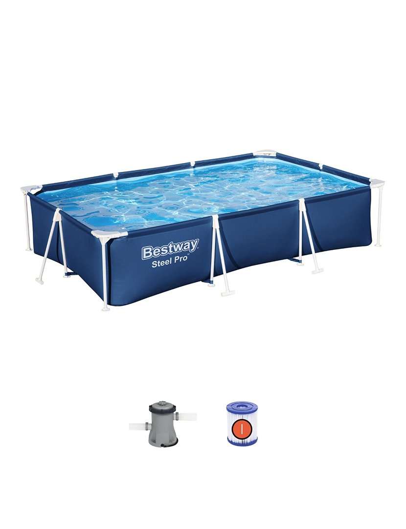 Piscina Tubular Retangular 300x201x66cm Azul