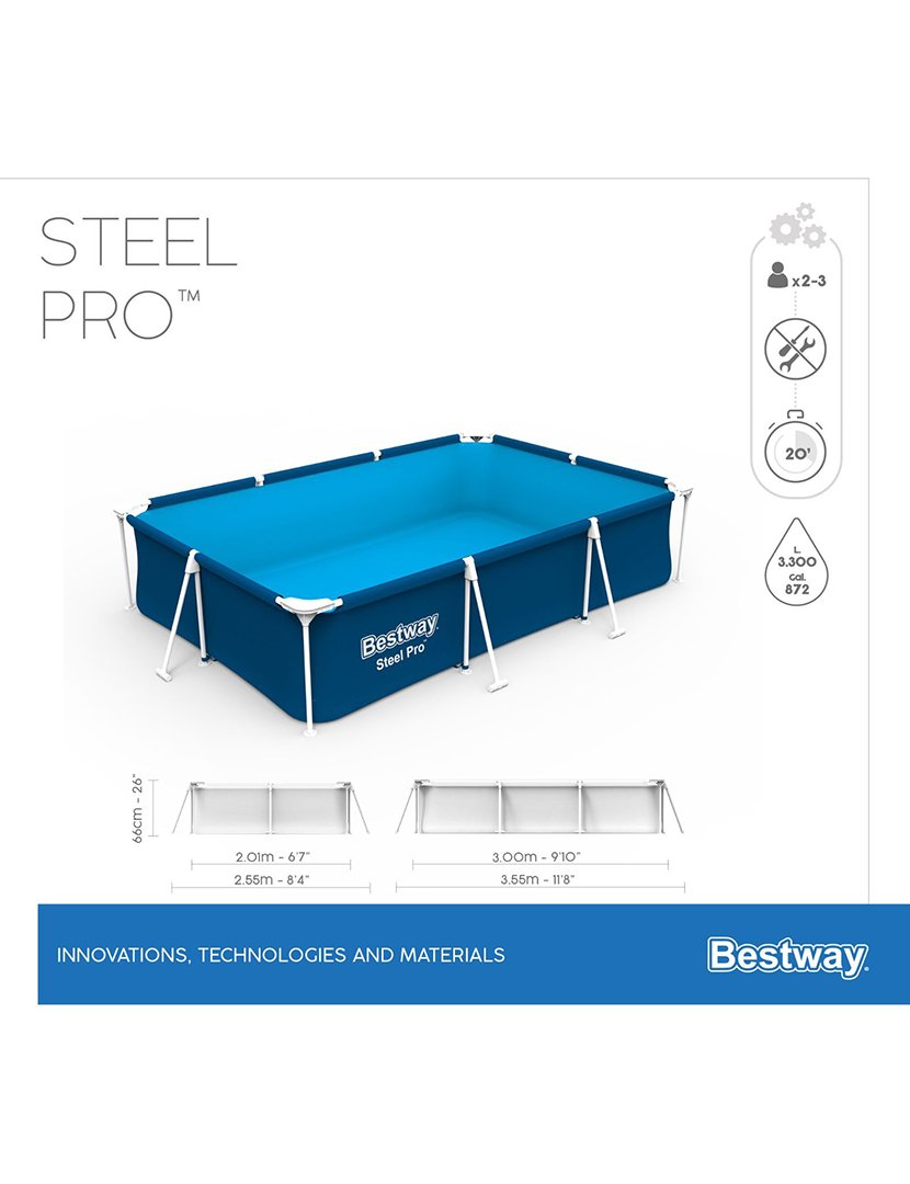 Piscina Tubular Retangular 300x201x66cm Azul