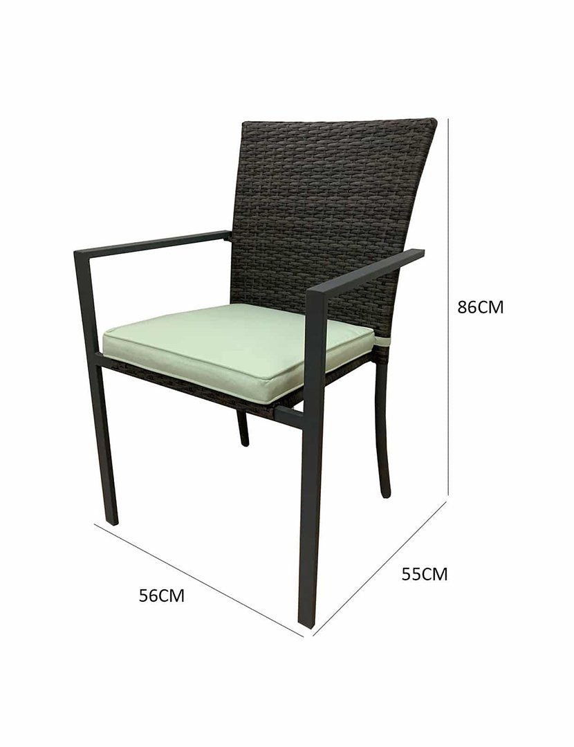 Cadeira de Jardim Empilhável Varenna com Almofada Cinzento