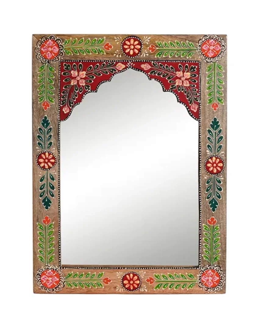 Espelho de Parede Floral Pintado à Mão Multicor