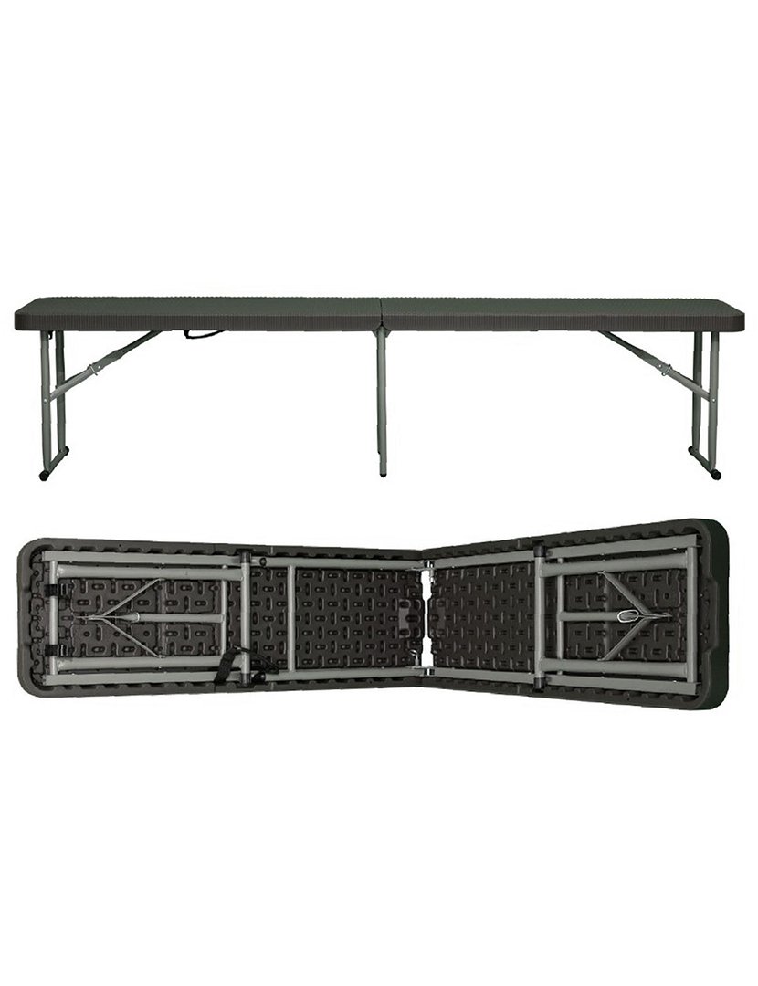 Banco Dobrável com Efeito Rattan 183x30x43cm com Alça Preto