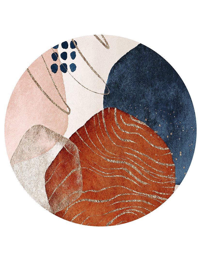 Tapete Vinil Redondo Yarina 100cm Multicor