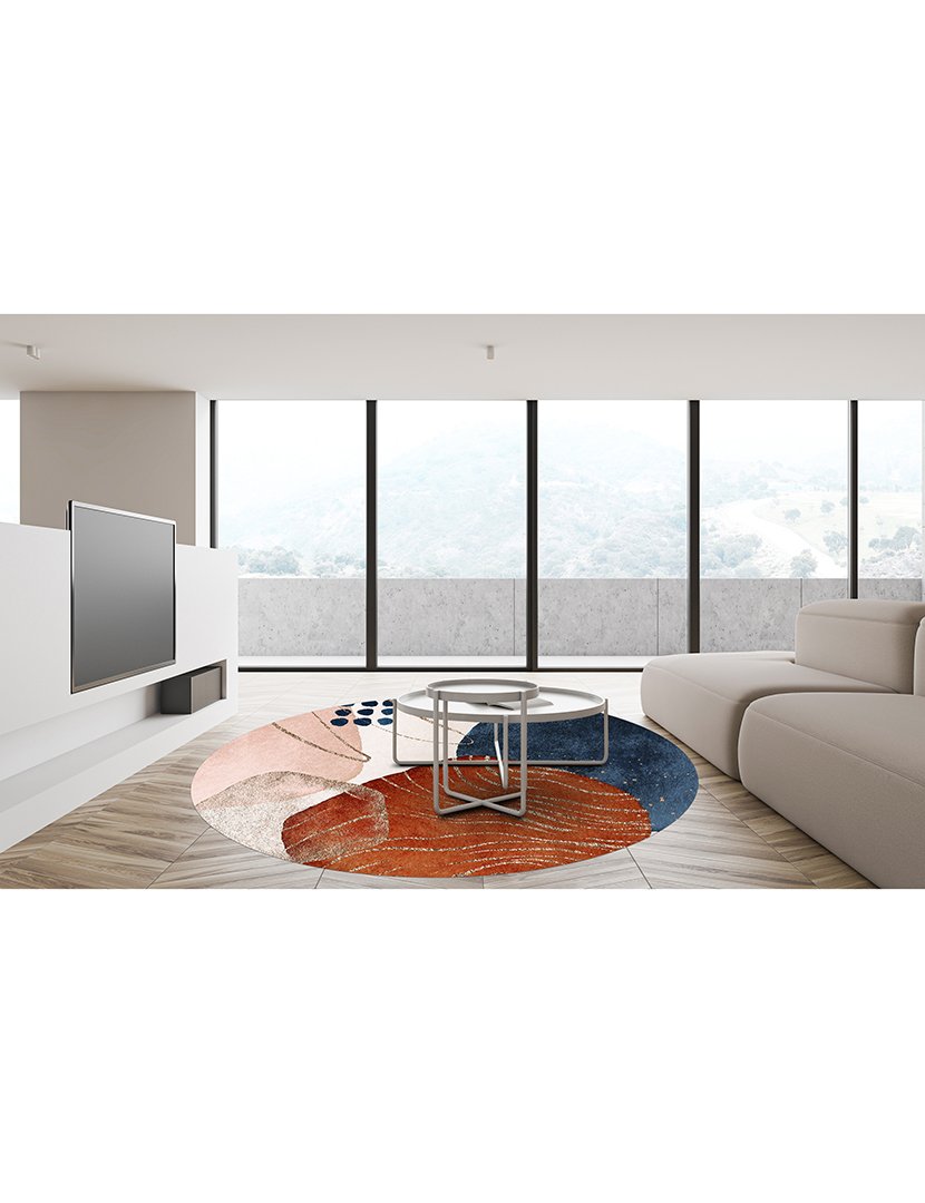 Tapete Vinil Redondo Yarina 100cm Multicor