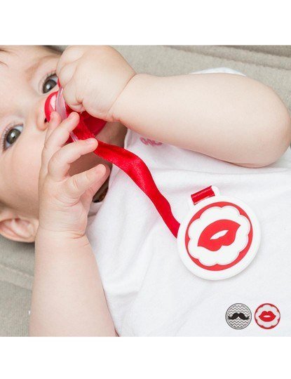 Corrente de Chucha Bebé Branco e Vermelho