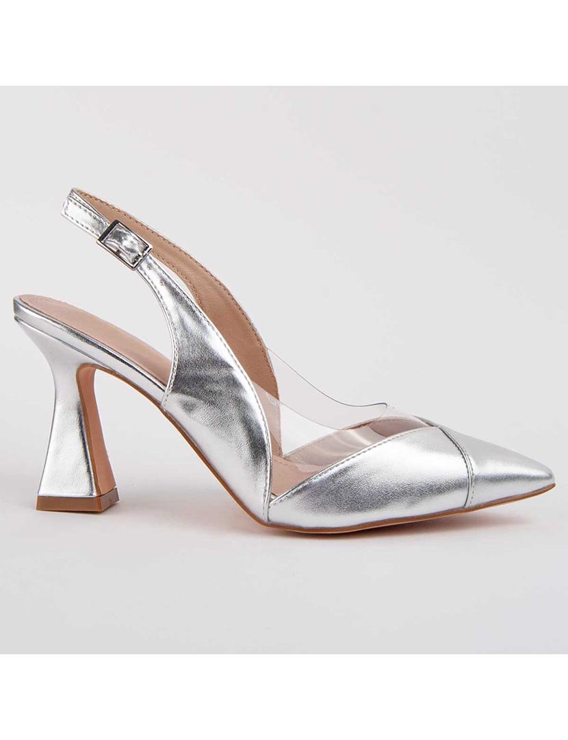 Sapatos de Salto Prateado