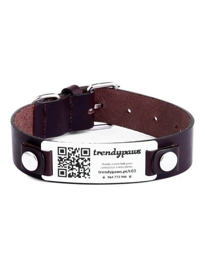 Coleira Couro Castanho