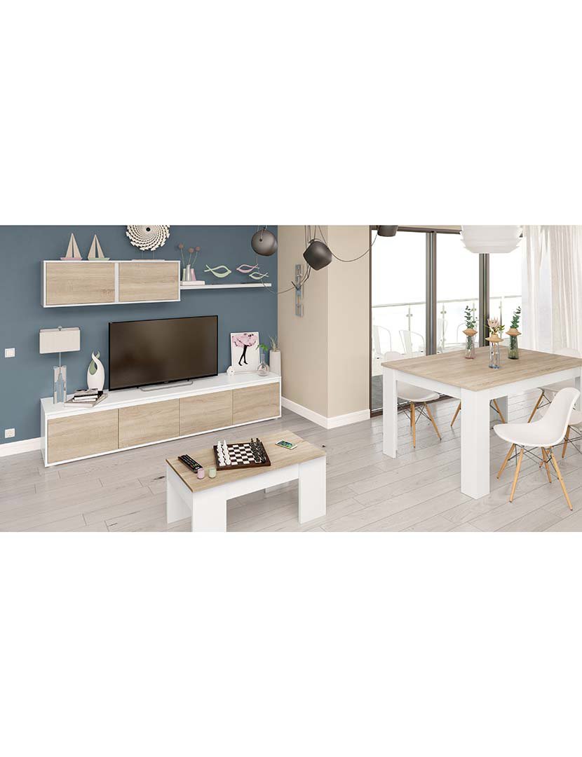 Mesa Centro Flow Carvalho/Branco