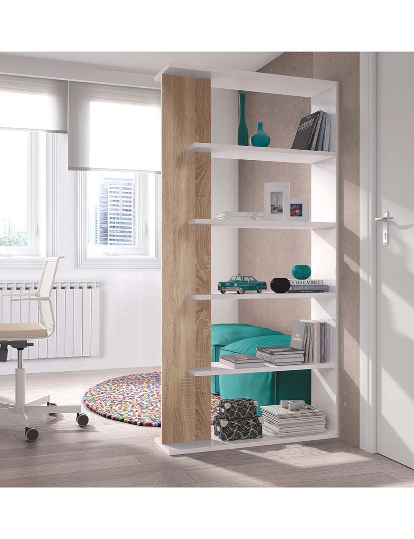 Estante Loras Branco/Carvalho