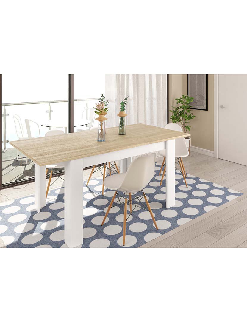 Mesa Refeição Extensível Pratico Carvalho/Branco