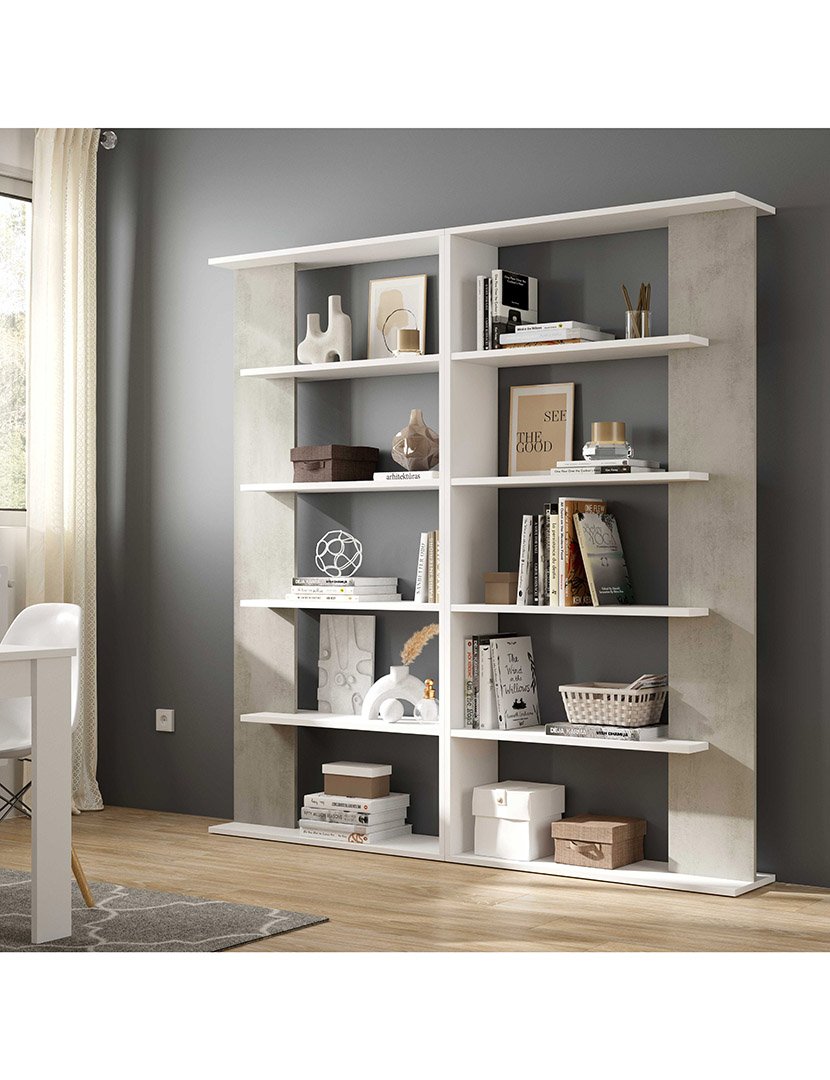 Estante Loras Branco/Cinza