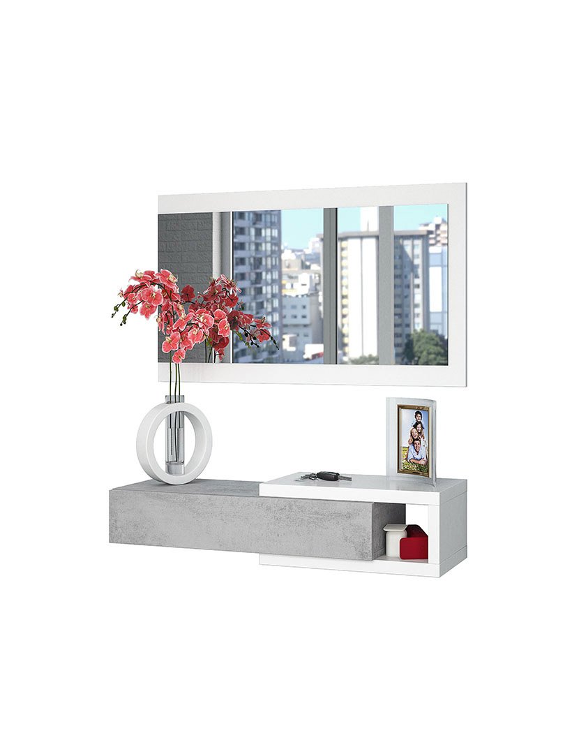 Móvel Entrada Enzo Cinza/Branco